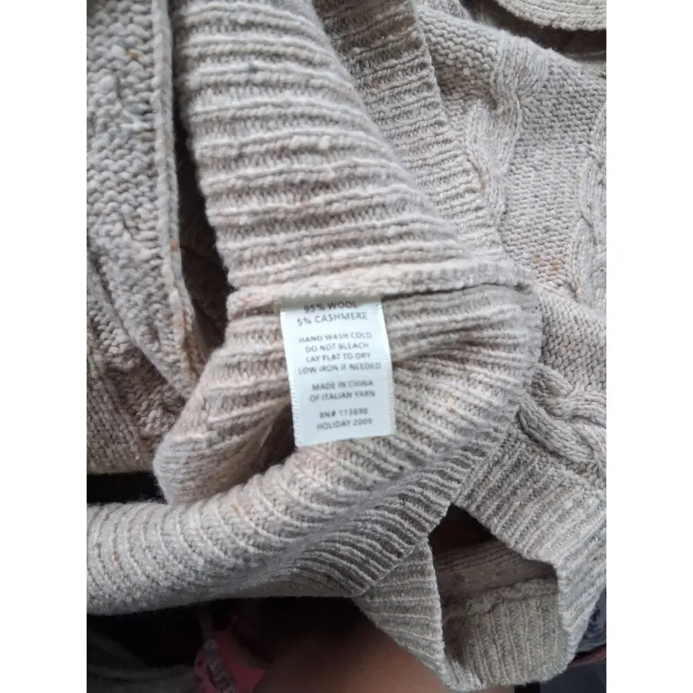 Margaret OLeary Quiet Luxury Womens Small Wool Cashmere‎ Cable Knit Prep Sweater